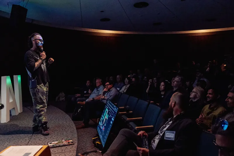 Kris Krug speaking to the April Film Club audience.