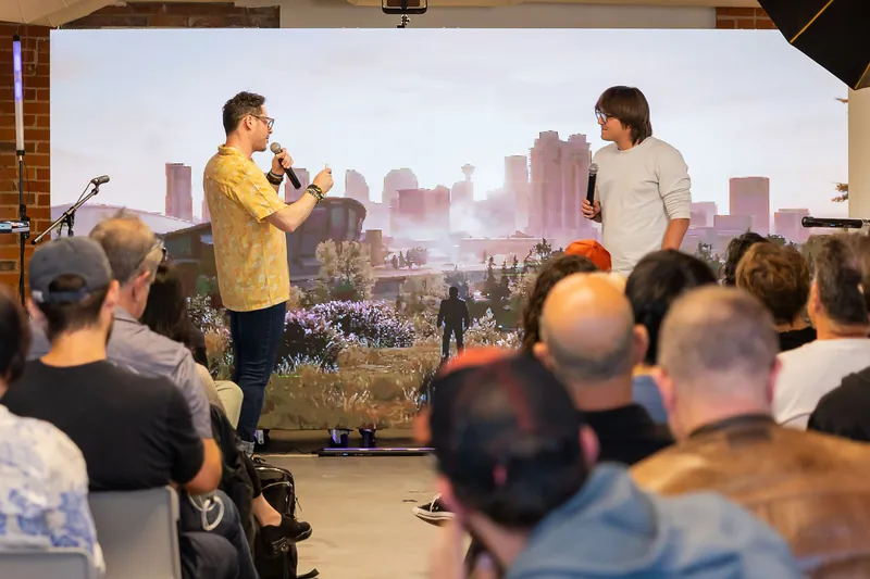 Featured film workflow presentation with cityscape projection, photo 182.