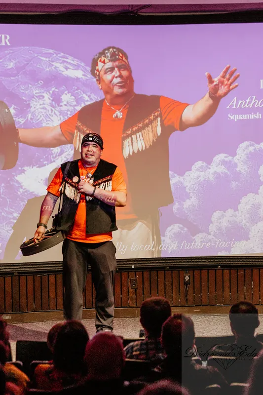 The welcome on stage at Meetup #33. Photograph by Michelle Diamond, September 30, 2026.