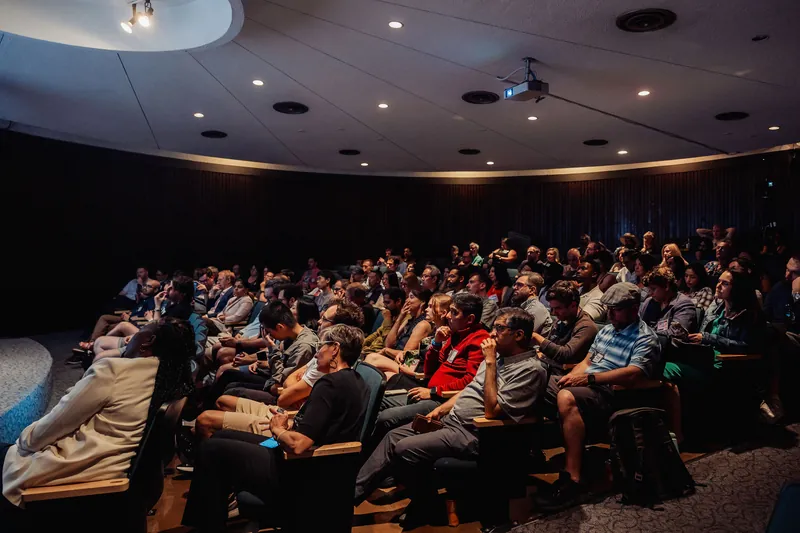 A full house under the planetarium dome for the evening's talks.