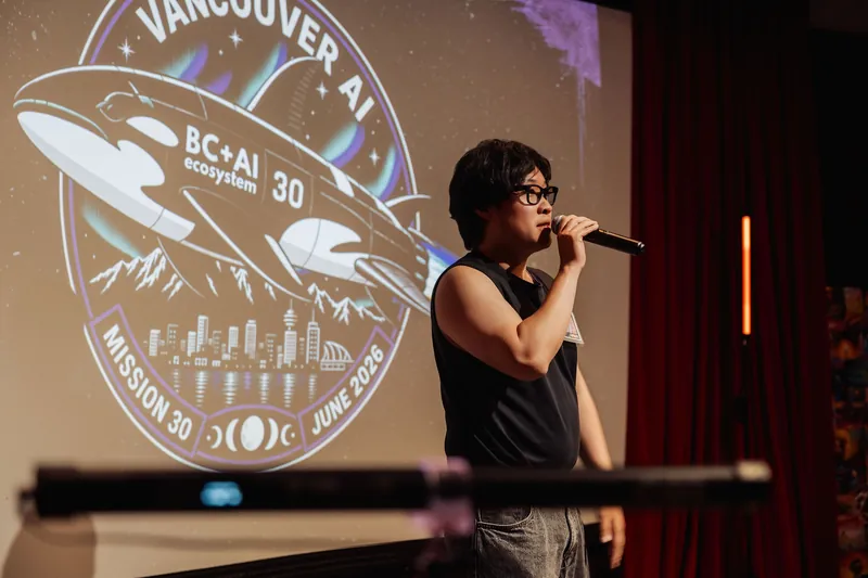 A performer commands the mic during the night's lighter turn.