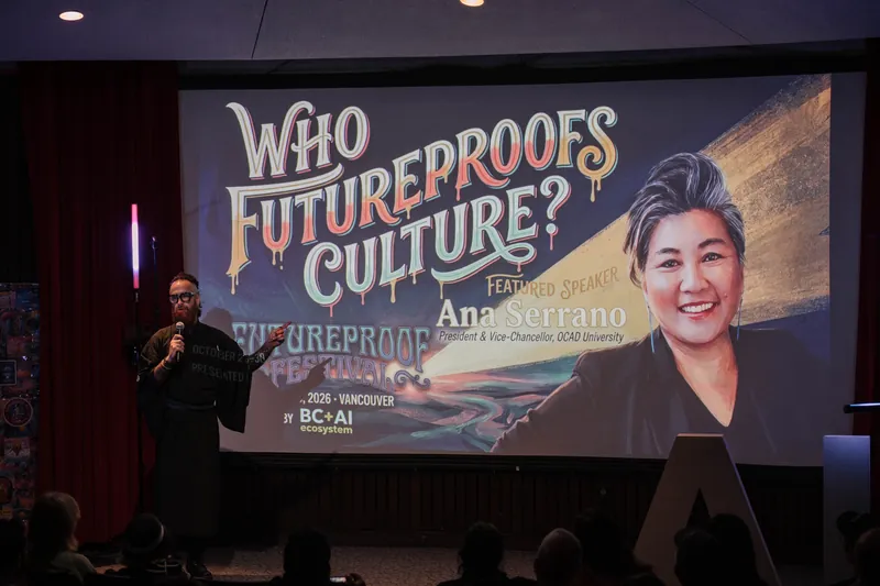 A Futureproof Festival slide introduces Sarah Downey and cultural futureproofing.