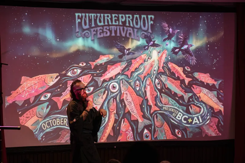 Kris walks through Futureproof messaging on a vivid illustrated slide.
