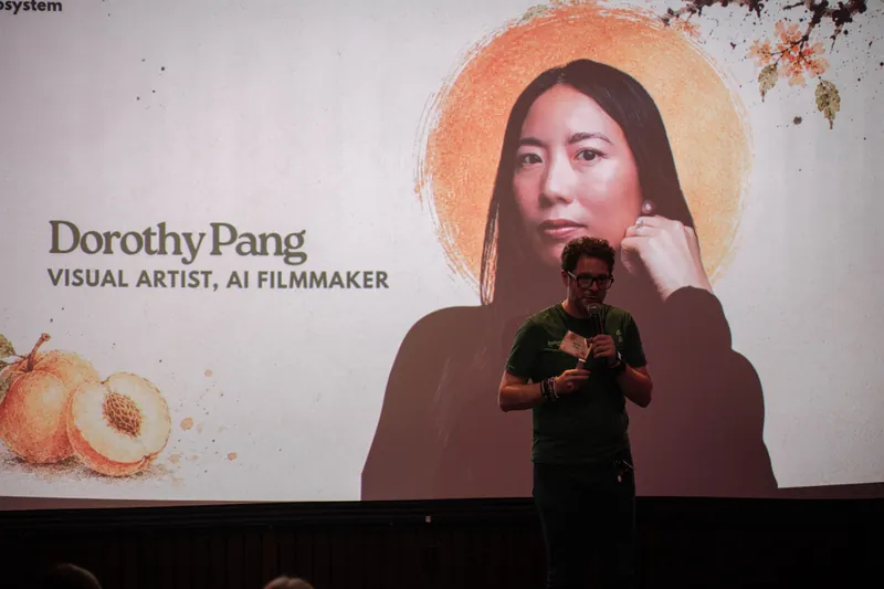 Dorothy Pang's title slide — Visual Artist, AI Filmmaker — fills the screen.