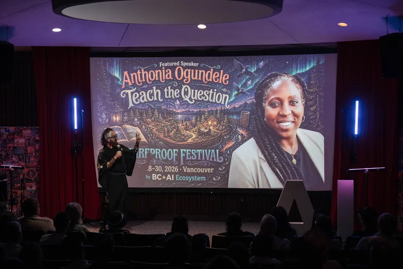 A Futureproof Festival slide introduces Sarah Downey and cultural futureproofing — From the aisle.