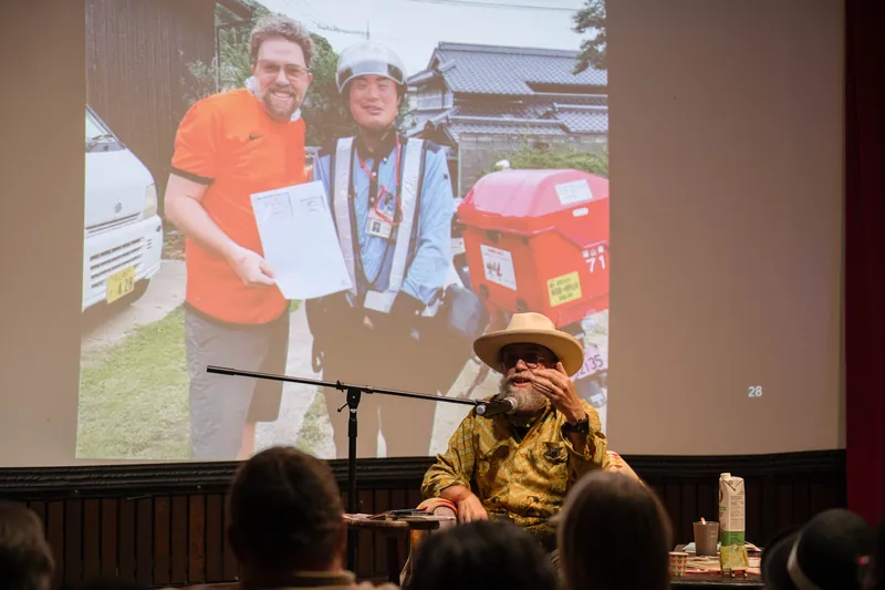 Dave Olson leans into storytelling — clippings, collages, and handwritten notes on screen — Tight frame.