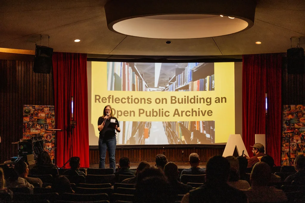 Andrea Mills presenting Reflections on Building an Open Public Archive at Vancouver AI.